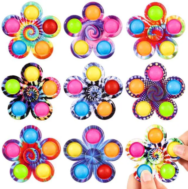 Main image of Fidget Spinner 9 Pack, Classroom Prize Pop Fidget Spinners for Kids, Sensory Fidget Toys Bulk with Autism, Anxiety Stress Relief Toys, Party Favors Easter Basket Stuffers Gifts for Kids