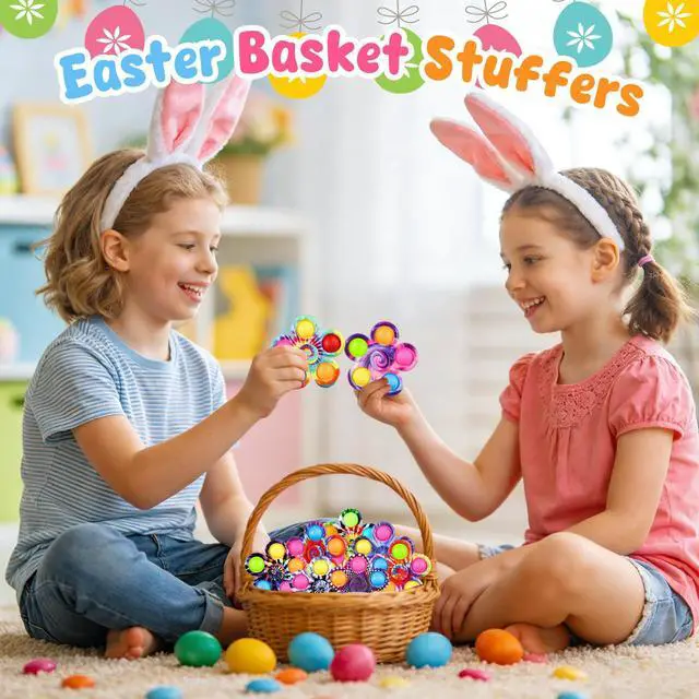 Alt view image 2 of 7 - Fidget Spinner 9 Pack, Classroom Prize Pop Fidget Spinners for Kids, Sensory Fidget Toys Bulk with Autism, Anxiety Stress Relief Toys, Party Favors Easter Basket Stuffers Gifts for Kids