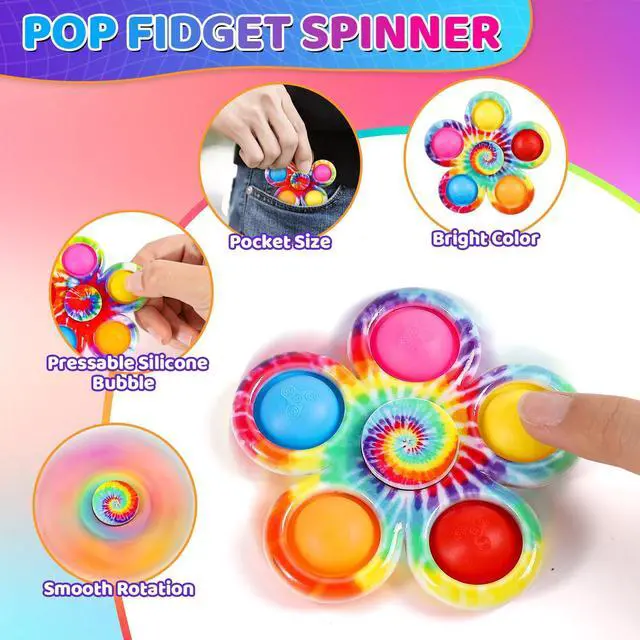Alt view image 3 of 7 - Fidget Spinner 9 Pack, Classroom Prize Pop Fidget Spinners for Kids, Sensory Fidget Toys Bulk with Autism, Anxiety Stress Relief Toys, Party Favors Easter Basket Stuffers Gifts for Kids