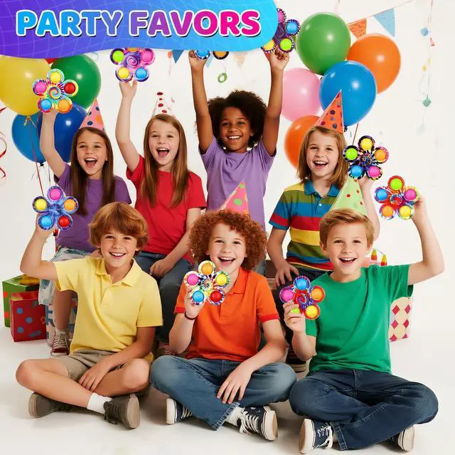 Alt view image 6 of 7 - Fidget Spinner 9 Pack, Classroom Prize Pop Fidget Spinners for Kids, Sensory Fidget Toys Bulk with Autism, Anxiety Stress Relief Toys, Party Favors Easter Basket Stuffers Gifts for Kids