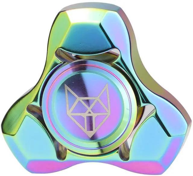 Main image of Metal Fidget Spinner for Adults, Stainless Steel Heavy Spinning Toys, Small Mini Fox Hand Gyro, Bearing Premium Long High Spin Fidget Block, Rainbow