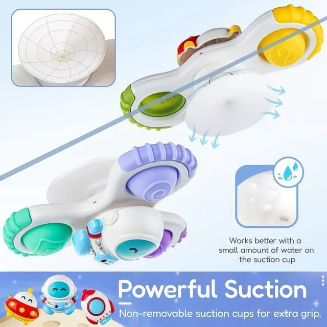 Alt view image 4 of 7 - 3PCS Pop Suction Cup Spinner Sensory Airplane Travel Toys for 1 2 Year Old Boy Girl Birthday Gift|Novelty Spinning Tops Easter Basket Stuffers for Toddlers Infant|Baby Bath Toy Kids Ages 1-3