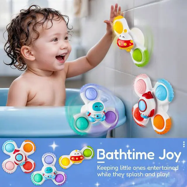 Alt view image 7 of 7 - 3PCS Pop Suction Cup Spinner Sensory Airplane Travel Toys for 1 2 Year Old Boy Girl Birthday Gift|Novelty Spinning Tops Easter Basket Stuffers for Toddlers Infant|Baby Bath Toy Kids Ages 1-3