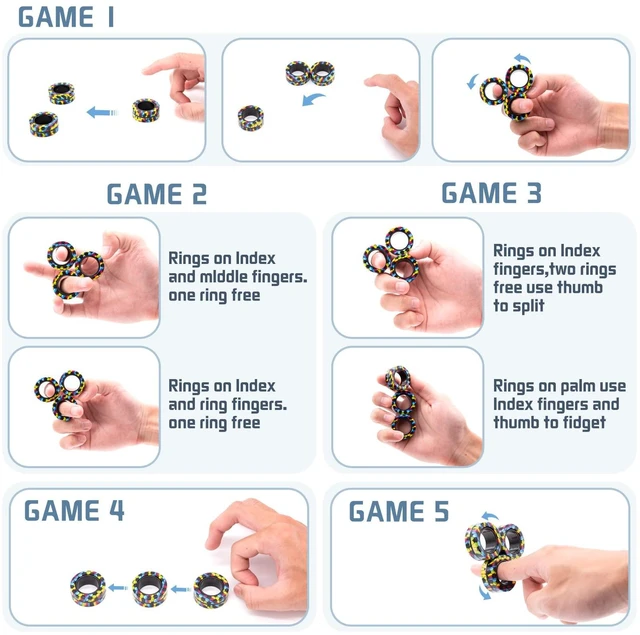 Alt view image 3 of 6 - Magnetic Rings Fidget Toy Set, Idea ADHD Fidget Toys, Adult Fidget Magnets Spinner Rings for Anxiety Relief Therapy, Fidget Pack Great Gift for Adults Teens Kids Easter Basket Stuffers (3PCS)