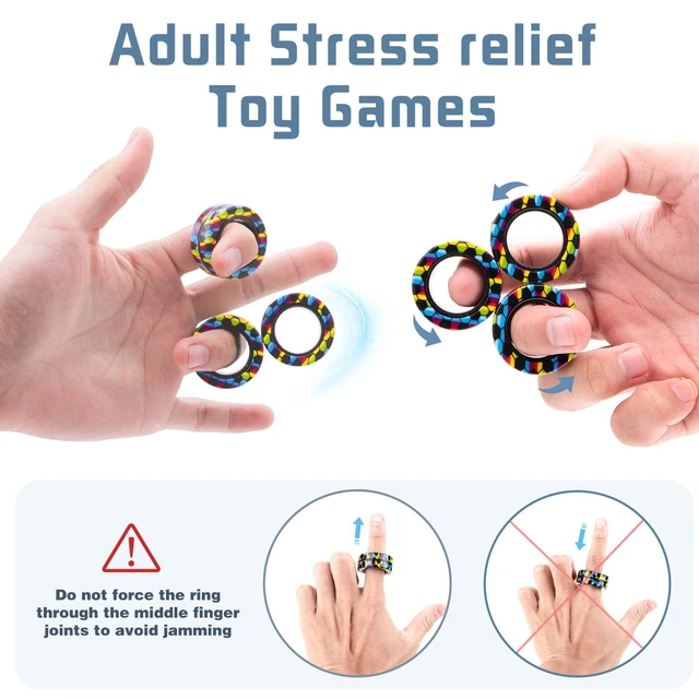 Alt view image 4 of 6 - Magnetic Rings Fidget Toy Set, Idea ADHD Fidget Toys, Adult Fidget Magnets Spinner Rings for Anxiety Relief Therapy, Fidget Pack Great Gift for Adults Teens Kids Easter Basket Stuffers (3PCS)