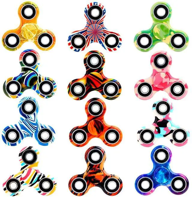 Main image of 12 Pack Fidget Spinner Toy, Finger Spinner Fidget Pack-Anxiety Toys Stress Relief Reducer- Party Favors for Kids/Adults Birthday Party Favor Goodie Bag Stuffers Classroom Prizes