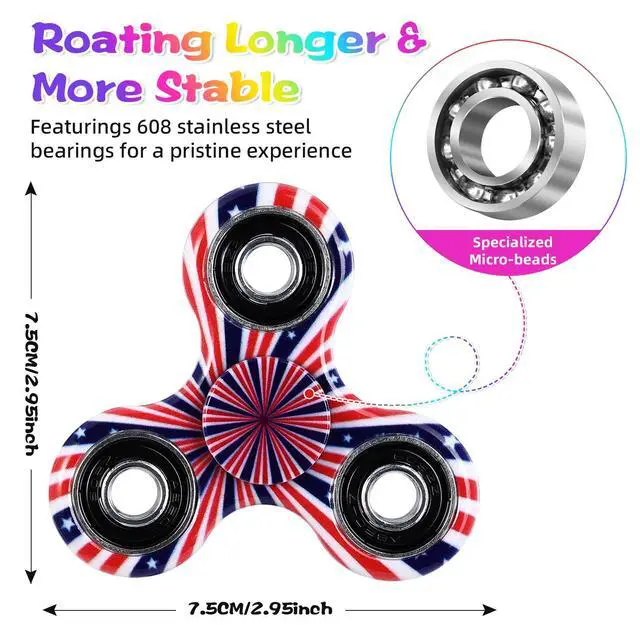 Alt view image 4 of 7 - 12 Pack Fidget Spinner Toy, Finger Spinner Fidget Pack-Anxiety Toys Stress Relief Reducer- Party Favors for Kids/Adults Birthday Party Favor Goodie Bag Stuffers Classroom Prizes