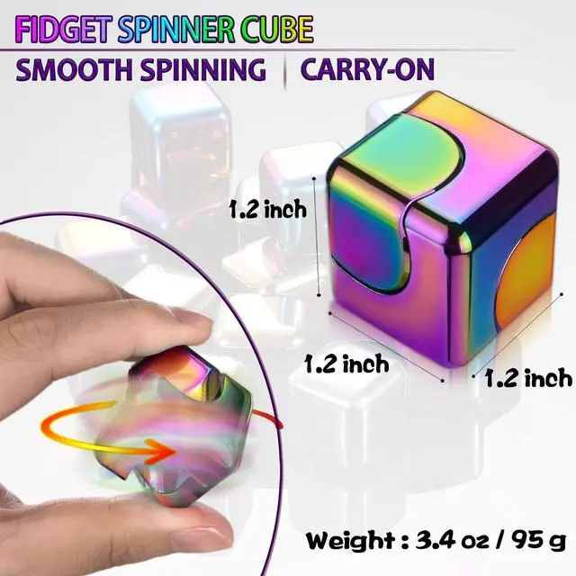 Alt view image 2 of 6 - Fidget Spinner Toys Cube Adults, Easter Basket Stuffers for Teen Boys Metal Cool Stuff Desk Gadgets Office Toy for Teen Boy Small Anxiety Figette Sensory Toy ADHD Tool Fingears Figet Stress Gifts