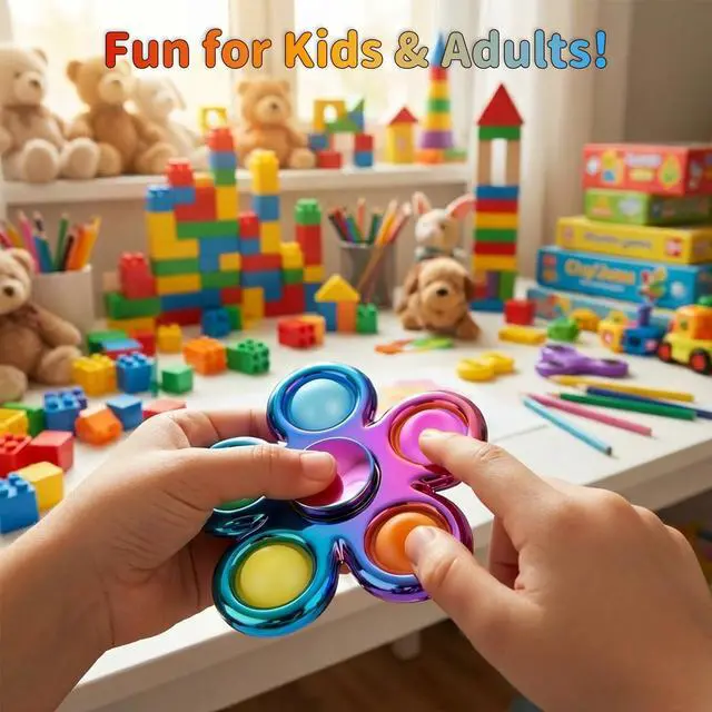 Alt view image 2 of 7 - Fidget Toys 3 Pack,Pop Fidget Spinner for Kids & Adults Relieves Stress and Calm Down,Sensory Toys for Kids with Autism ADHD Toy