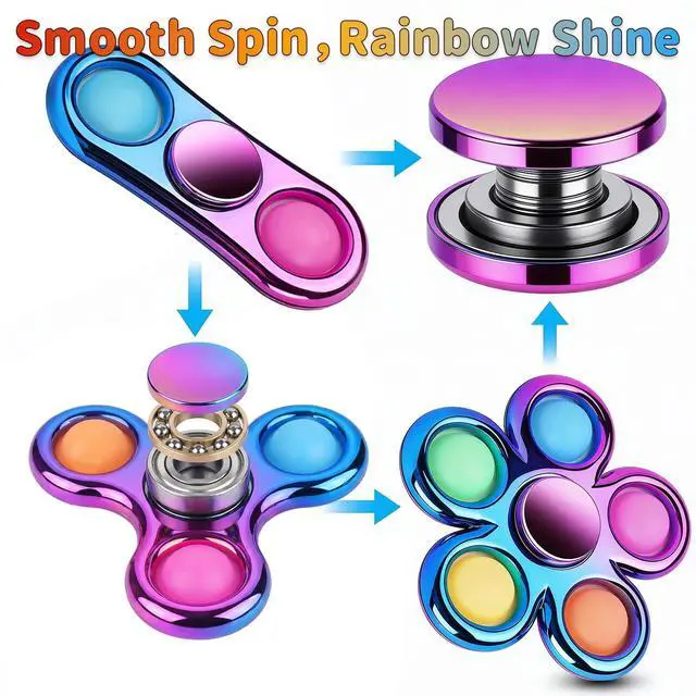 Alt view image 4 of 7 - Fidget Toys 3 Pack,Pop Fidget Spinner for Kids & Adults Relieves Stress and Calm Down,Sensory Toys for Kids with Autism ADHD Toy