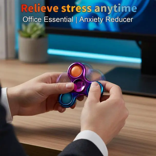 Alt view image 3 of 7 - Fidget Toys 3 Pack,Pop Fidget Spinner for Kids & Adults Relieves Stress and Calm Down,Sensory Toys for Kids with Autism ADHD Toy