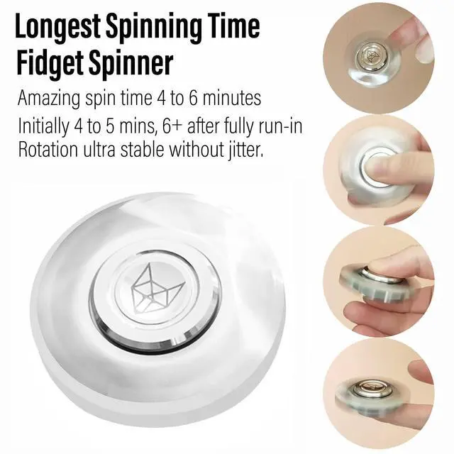 Alt view image 4 of 7 - Metal Fidget Spinner for Adults, Stainless Steel Heavy Spinning Toys, Small Mini Fox Hand Gyro, Bearing Premium Long High Spin Fidget Block, Silver
