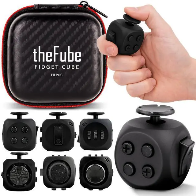 Main image of theFube Fidget Cube, 6-Sided Stress Relief Infinity Cube for Adults & Kids, Boosts Concentration, Mindfulness Aid, Silent & Audible Modes, Stocking Suffers for Boys, Kids and Adults (Midnight)
