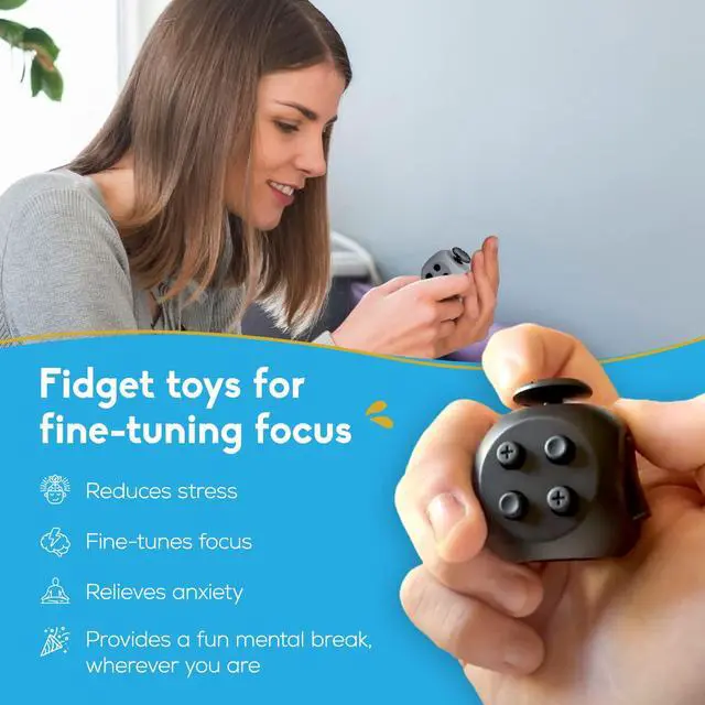 Alt view image 3 of 6 - theFube Fidget Cube, 6-Sided Stress Relief Infinity Cube for Adults & Kids, Boosts Concentration, Mindfulness Aid, Silent & Audible Modes, Stocking Suffers for Boys, Kids and Adults (Midnight)
