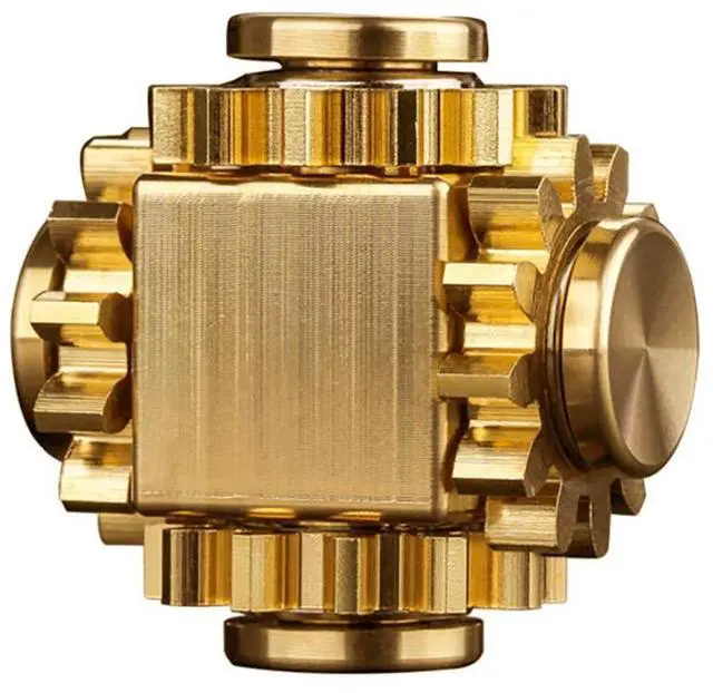 Main image of Pure Brass Cube Gears Linkage Anti-Anxiety Fidget Spinner Toy,Metal DIY EDC Meditation Break Bad Habits ADHD Finger Spinning Toy for Kid and Adults,High Speed Precision Brass Material
