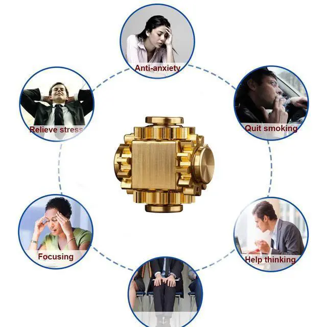 Alt view image 4 of 7 - Pure Brass Cube Gears Linkage Anti-Anxiety Fidget Spinner Toy,Metal DIY EDC Meditation Break Bad Habits ADHD Finger Spinning Toy for Kid and Adults,High Speed Precision Brass Material