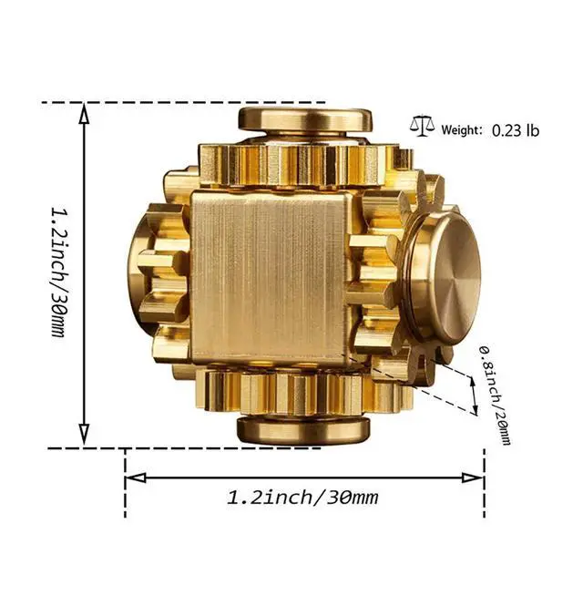 Alt view image 7 of 7 - Pure Brass Cube Gears Linkage Anti-Anxiety Fidget Spinner Toy,Metal DIY EDC Meditation Break Bad Habits ADHD Finger Spinning Toy for Kid and Adults,High Speed Precision Brass Material