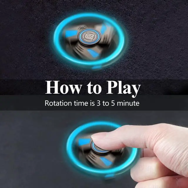 Alt view image 3 of 6 - Fidget Spinners Toy, 3 to 5 min Spins, Light Up Metal Material Hand Spinner, High Speed Bearing, Stress Relief Anxiety Boredom Desk Toys for Adults and Kids