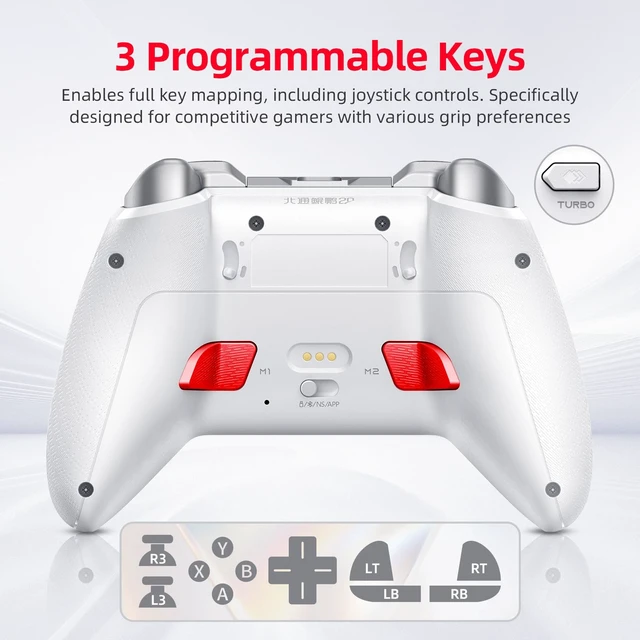 Alt view image 7 of 7 - KP20 Wireless Game Controller with TMR Joysticks, 1000Hz, Hall Effect Triggers, Multi-Platform for PC/Switch/Steam/iOS/Android, Charging Dock Included
