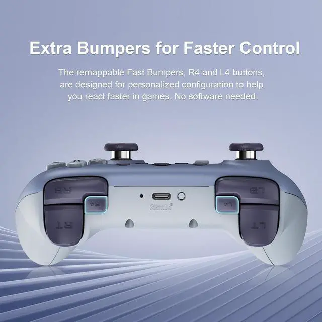 Alt view image 4 of 7 - Ultimate 2C Wireless Controller for Windows PC & Android, Hall Effect Joysticks and Triggers, PC Controller with 1000 Hz Polling Rate, Remappable L4/R4 Bumpers, Blueberry