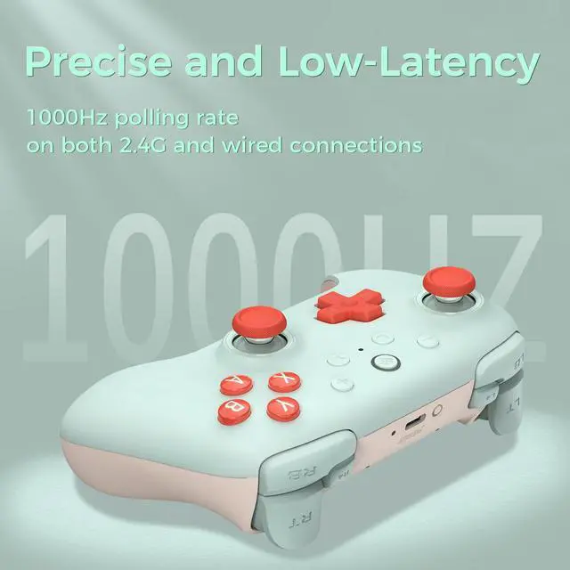 Alt view image 4 of 7 - Ultimate 2C Wireless 2.4G Controller for Windows PC and Android, Gamepad with Hall Effect Joysticks and Hall Triggers, 1000Hz Polling Rate, Remappable L4/R4 Bumpers - Mint