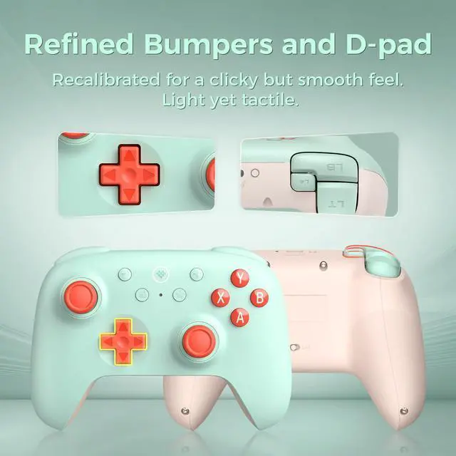 Alt view image 6 of 7 - Ultimate 2C Wireless 2.4G Controller for Windows PC and Android, Gamepad with Hall Effect Joysticks and Hall Triggers, 1000Hz Polling Rate, Remappable L4/R4 Bumpers - Mint