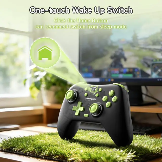 Alt view image 2 of 7 - Switch Pro Wireless Controller, Compatible with Switch 2/1/Lite/OLED, PC, Android, iOS Device, Tri-Mode Programming with Wake-up, Turbo, Gyro, Vibration, 1000mAh Bluetooth 2.4G Controller