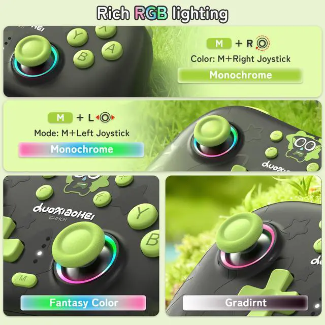 Alt view image 6 of 7 - Switch Pro Wireless Controller, Compatible with Switch 2/1/Lite/OLED, PC, Android, iOS Device, Tri-Mode Programming with Wake-up, Turbo, Gyro, Vibration, 1000mAh Bluetooth 2.4G Controller