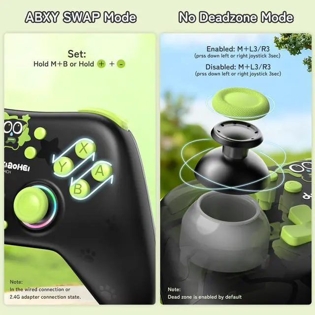 Alt view image 5 of 7 - Switch Pro Wireless Controller, Compatible with Switch 2/1/Lite/OLED, PC, Android, iOS Device, Tri-Mode Programming with Wake-up, Turbo, Gyro, Vibration, 1000mAh Bluetooth 2.4G Controller