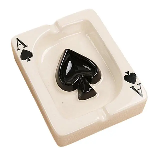 Alt view image 2 of 7 - Creative Poker Ceramic Cigarette Ashtray Tabletop Portable Modern Ashtrays Cigar Ashtray for Outdoor Indoor Desktop Smoking AshTray for Home office Fashion Decoration Handmade Gift for Men Women-Black