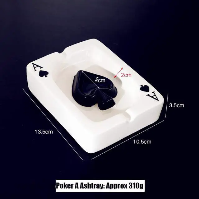 Alt view image 4 of 7 - Creative Poker Ceramic Cigarette Ashtray Tabletop Portable Modern Ashtrays Cigar Ashtray for Outdoor Indoor Desktop Smoking AshTray for Home office Fashion Decoration Handmade Gift for Men Women-Black