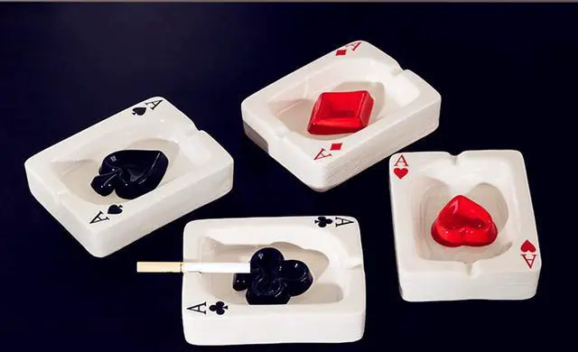 Alt view image 5 of 7 - Creative Poker Ceramic Cigarette Ashtray Tabletop Portable Modern Ashtrays Cigar Ashtray for Outdoor Indoor Desktop Smoking AshTray for Home office Fashion Decoration Handmade Gift for Men Women-Black