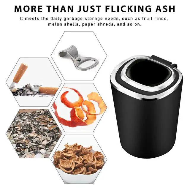 Alt view image 5 of 6 - Car Ashtray with Lid, Smell Proof Detachable Ash Tray with LED Blue Light, Portable Mini Trash Can for car Cup Holder, Waterproof Stainless Steel Ashtray for Car Home Office