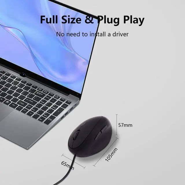 Alt view image 5 of 7 - Wired Mouse Vertical Ergonomic Optical Mouse USB Mice Corded Mouse for Computer/Laptop/PC/Desktop/Mac/Office/Desktop, Better for Small Medium Sized Hands, with Cord, with Side Buttons, Gifts