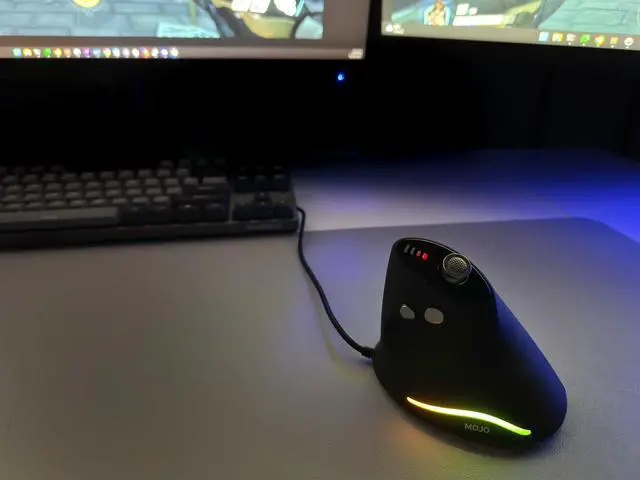 Alt view image 2 of 6 - Silent Vertical Gaming Mouse - Ergonomic Mouse for PC Gaming w/ 4 Directional Joystick Buttons, Adjustable DPI (1000-10000), Custom Software, Macros, and More