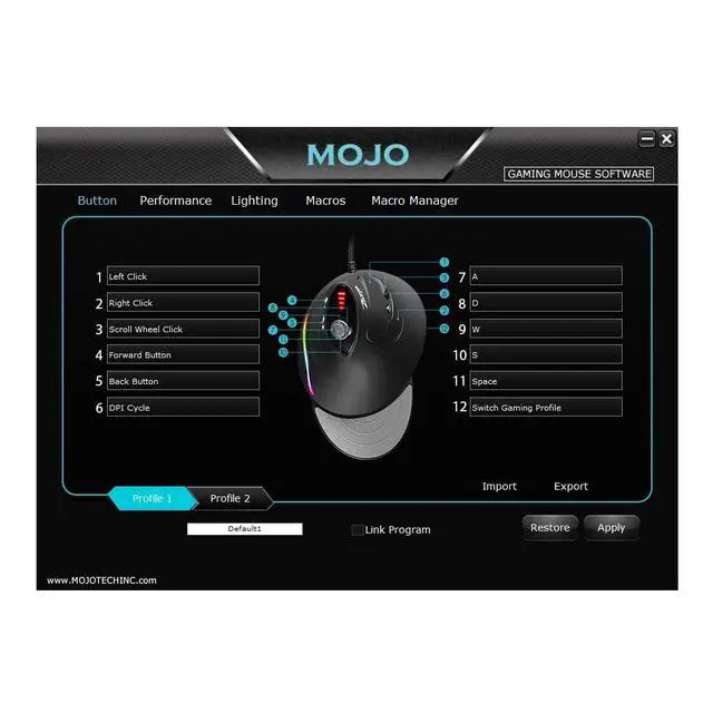 Alt view image 6 of 6 - Silent Vertical Gaming Mouse - Ergonomic Mouse for PC Gaming w/ 4 Directional Joystick Buttons, Adjustable DPI (1000-10000), Custom Software, Macros, and More