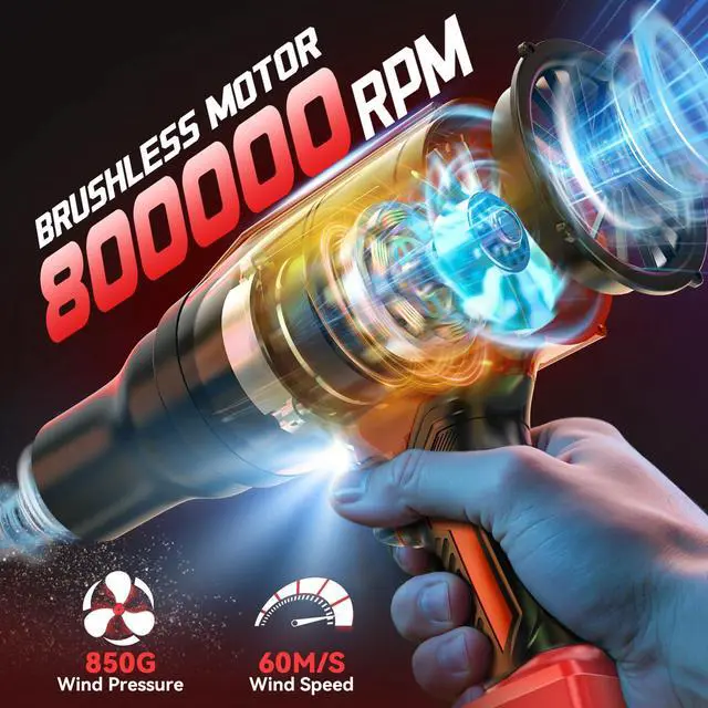 Alt view image 3 of 7 - 800,000 RPM Leaf Blower Compatible with Milwaukee 18V: Ecarke Cordless Dust Blower, Electric Turbo Jet Blower Handheld Battery Powered with Brushless Motor for Patio Garden Lawn(Tool Only, No Battery)