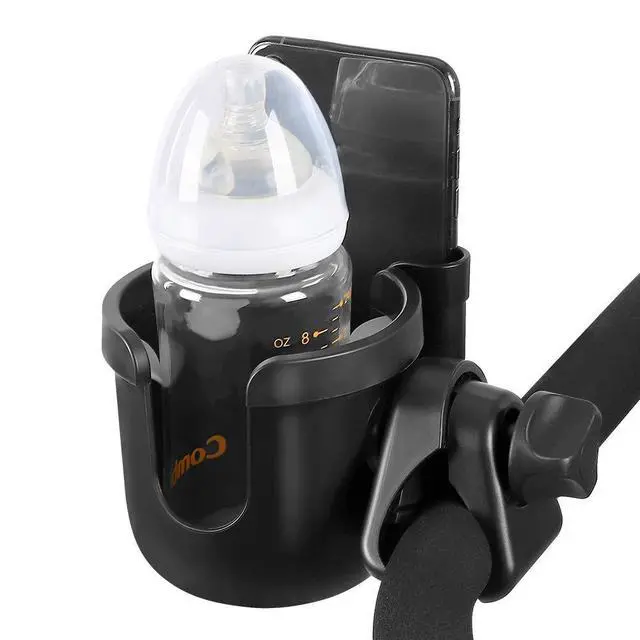 Alt view image 2 of 7 - Stroller Cup Holder with Phone Holder, Bike Cup Holder, Universal Cup Holder for Uppababy Nuna Doona Strollers, 2-in-1 Cup Holder for Walker, Wheelchair, Scooter