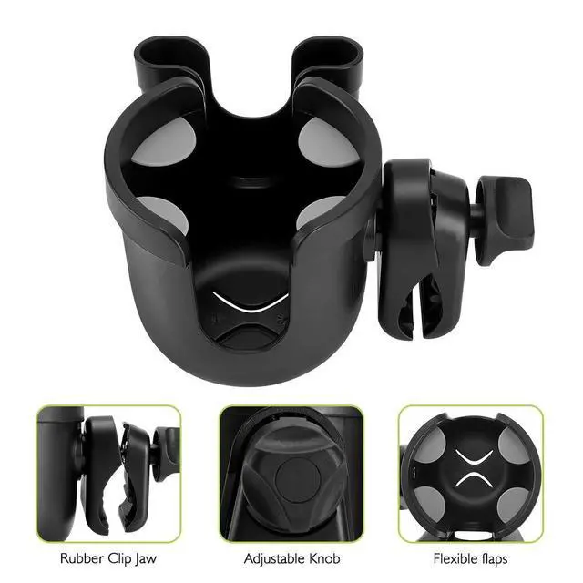 Alt view image 4 of 7 - Stroller Cup Holder with Phone Holder, Bike Cup Holder, Universal Cup Holder for Uppababy Nuna Doona Strollers, 2-in-1 Cup Holder for Walker, Wheelchair, Scooter