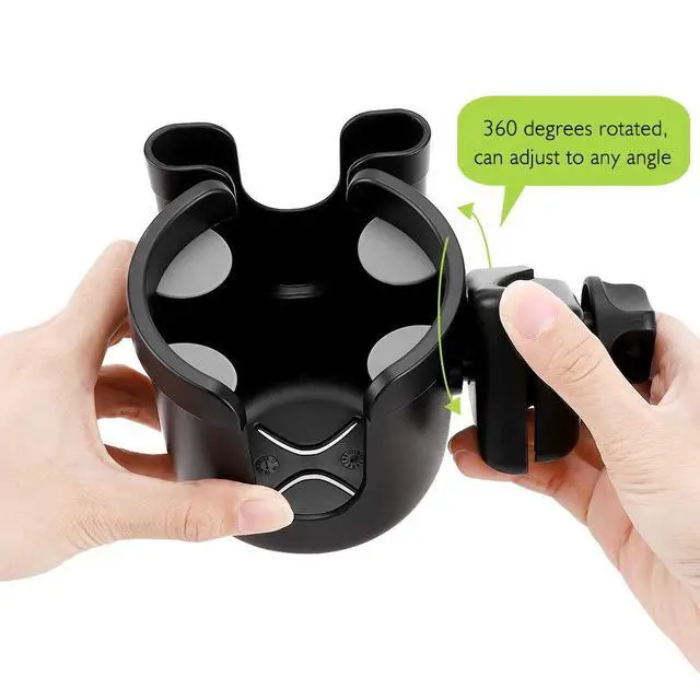 Alt view image 6 of 7 - Stroller Cup Holder with Phone Holder, Bike Cup Holder, Universal Cup Holder for Uppababy Nuna Doona Strollers, 2-in-1 Cup Holder for Walker, Wheelchair, Scooter