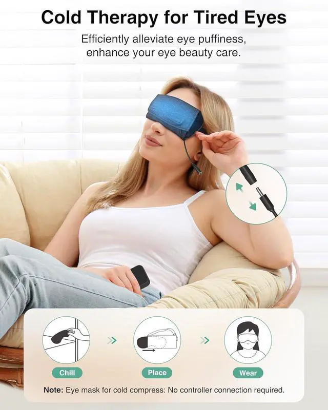 Alt view image 4 of 7 - Heated Eye Mask - Rechargeable Electric Eye Mask for Dry Eyes, 2500 mAh Large Battery & Washable Cover, Eye Pad for Sleeping