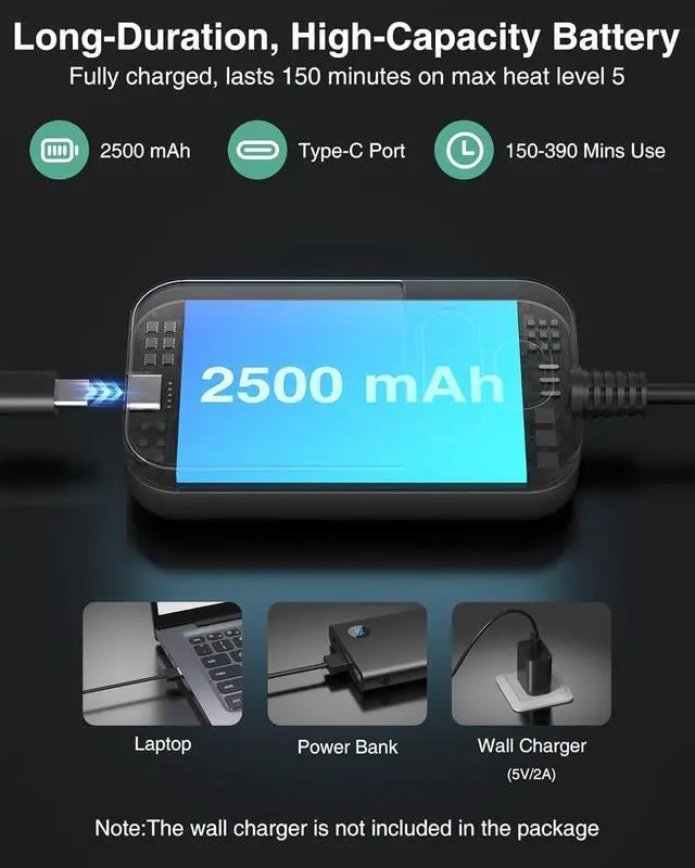 Alt view image 7 of 7 - Heated Eye Mask - Rechargeable Electric Eye Mask for Dry Eyes, 2500 mAh Large Battery & Washable Cover, Eye Pad for Sleeping