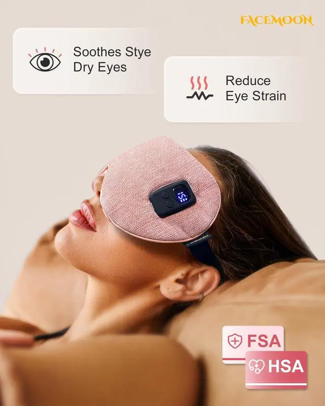 Alt view image 2 of 7 - Heated Eye Mask for Dry Eyes: Warm Compress for Digital Tired Eyes, Stye Relief - Cordless, Adjustable Heat & Timer Settings - Airplane/Road Travel, Sleep aid, Office nap Pink