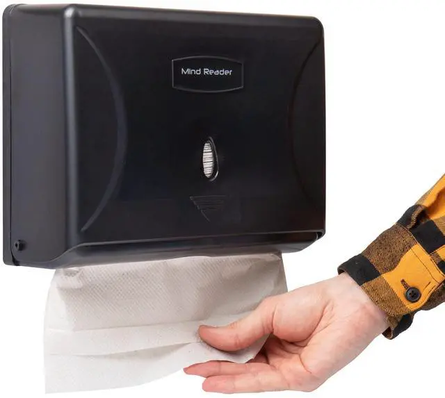 Main image of Paper Towel Dispenser, Tri-Fold Towel Holder, Restroom, Wall Mount, Bathroom, 10.25"L x 3.75"W x 8"H, Black