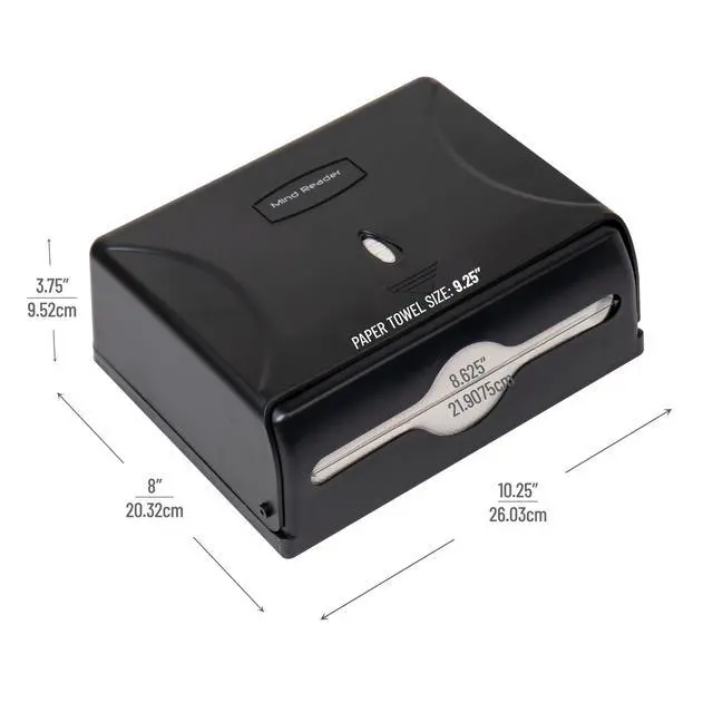 Alt view image 3 of 6 - Paper Towel Dispenser, Tri-Fold Towel Holder, Restroom, Wall Mount, Bathroom, 10.25"L x 3.75"W x 8"H, Black