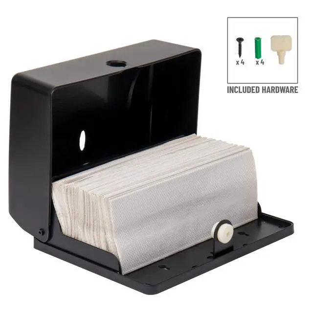 Alt view image 4 of 6 - Paper Towel Dispenser, Tri-Fold Towel Holder, Restroom, Wall Mount, Bathroom, 10.25"L x 3.75"W x 8"H, Black
