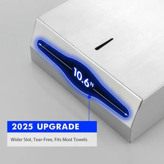 Alt view image 4 of 6 - Paper Towel Dispenser Wall Mount Commercial, Brushed Stainless Steel & Fingerprint Resistant, Lockable, for c fold/Multifold/Trifold Paper Towels, Touchless Hand Towels Holder