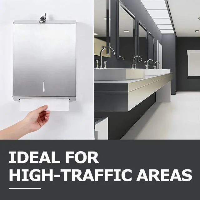 Alt view image 6 of 6 - Paper Towel Dispenser Wall Mount Commercial, Brushed Stainless Steel & Fingerprint Resistant, Lockable, for c fold/Multifold/Trifold Paper Towels, Touchless Hand Towels Holder