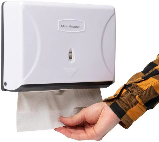 Main image of Paper Towel Dispenser, Tri-Fold Towel Holder, Restroom, Wall Mount, Bathroom, 10.25"L x 3.75"W x 8"H, White