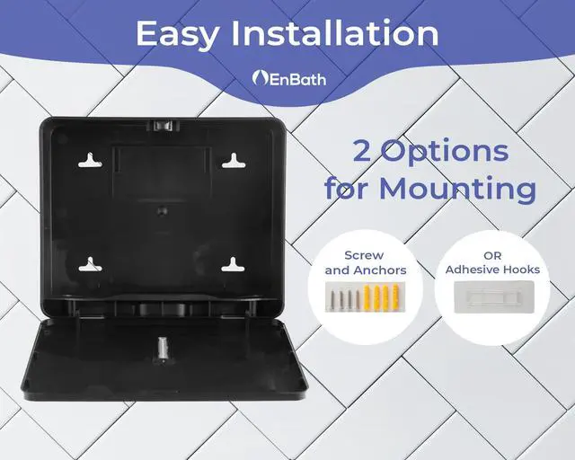 Alt view image 7 of 7 - Multifold Paper Towel Dispenser Wall Mount (Black), Folded Hand Towel Dispenser for Bathroom/Restroom (Holds up to 300 Towels), Commercial Paper Towel Holder, Trifold Paper Towels Dispenser by EnBath